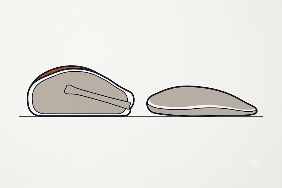 Bone-in against boneless, in cross-section