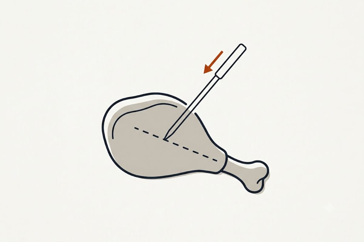 Into the thickest part, away from the bone