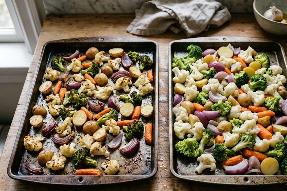 Spaced against crowded on the same pan