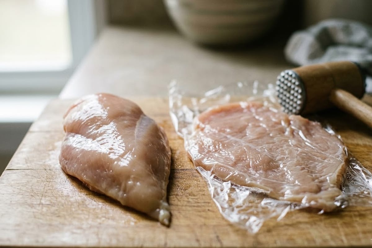 Uneven thickness against an evened cutlet