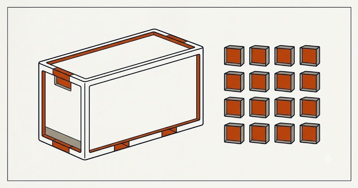 One container splitting into sixteen