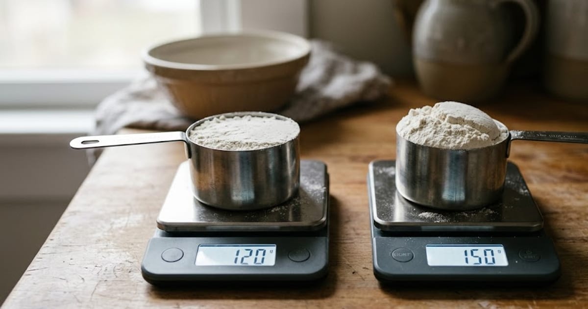 The same cup, two fill methods, two weights
