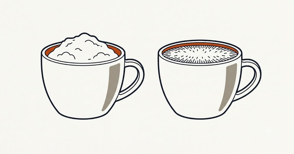 The same cup, two fill methods, two weights