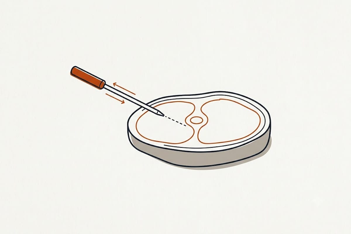 Probe placed in the thickest part, not the end